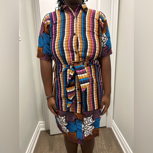 Colourful Ankara Button & Tie Dress - Picture 3 of 14